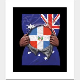 Dominican Republic Flag Australian Flag Ripped Open - Gift for Dominican From Dominican Republic Posters and Art